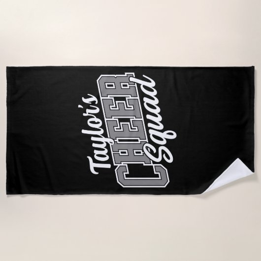 名前をカスタムするチアリーダー学校大学応援分隊 ビーチタオル (正面)