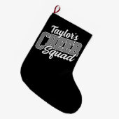 名前をカスタムするチアリーダー学校大学応援分隊 ラージクリスマスストッキング (正面 (吊り時))