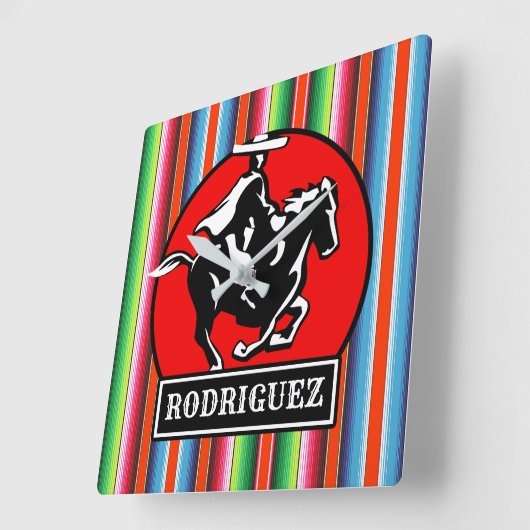 名前をカスタムするチャロスペインのフィエスタメキシコセラペ スクエア壁時計 (傾斜)