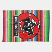 名前をカスタムするチャロホースメスペインのキシカンセラペ キッチンタオル (横)