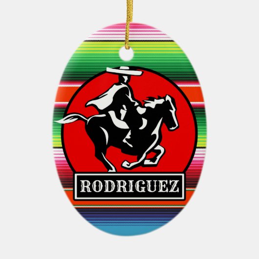 名前をカスタムするチャロホースメスペインのキシカンセラペ セラミックオーナメント (正面)