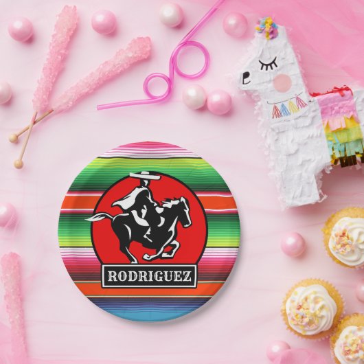 名前をカスタムするチャロホースメスペインのキシカンセラペ ペーパープレート (パーティー)