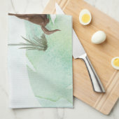 名前をカスタムするチョコレートラボペットドッグ キッチンタオル (四つ折り)