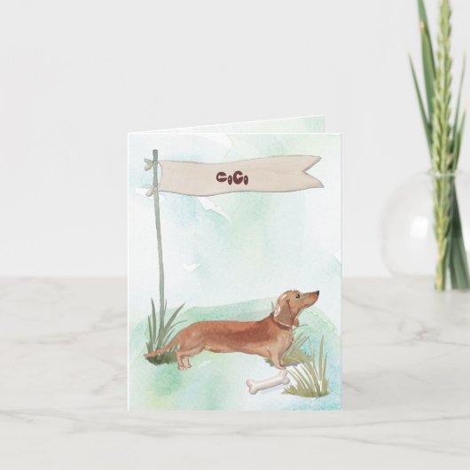 名前をカスタムするチョコレートラボペットドッグ ノートカード (正面)