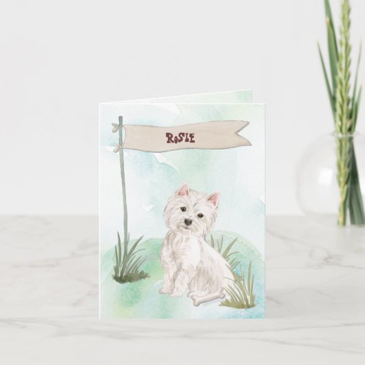 名前をカスタムするチョコレートラボペットドッグ ノートカード (正面)