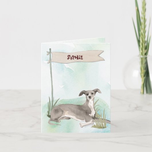 名前をカスタムするチョコレートラボペットドッグ ノートカード (正面)