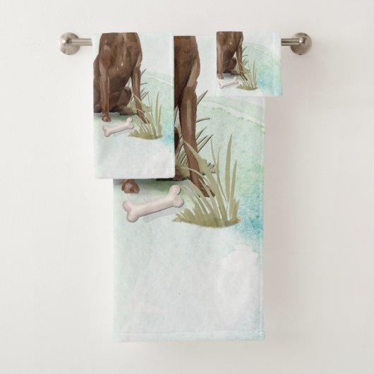 名前をカスタムするチョコレートラボペットドッグ バスタオルセット (インサイチュ)