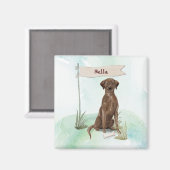 名前をカスタムするチョコレートラボペットドッグ マグネット (正面/裏面)