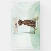 名前をカスタムするチョコレートラボペットドッグ 横断幕 (縦)