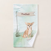 名前をカスタムするチワホアペットドッグ バスタオルセット (ハンドタオル)