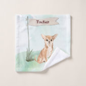 名前をカスタムするチワホアペットドッグ バスタオルセット (ウォッシュタオル)