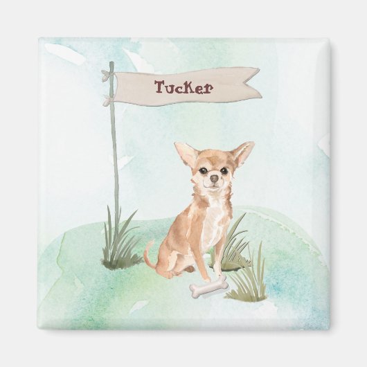 名前をカスタムするチワホアペットドッグ マグネット (正面)