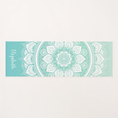 名前をカスタムするティール(緑がかった色)エクササイズ ヨガマット (正面(横))