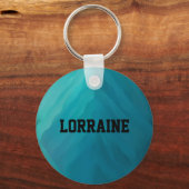 名前をカスタムするティール(緑がかった色)ガラス キーホルダー (正面)