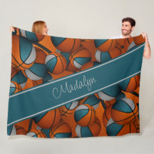 名前をカスタムするティール（緑がかった色）グレーバスケットのパターン