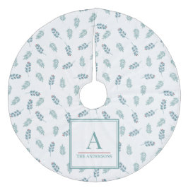 名前をカスタムするティール（緑がかった色）ミストレトークリスマスツリースカート フリース ツリースカート