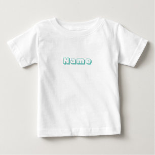 名前をカスタムするティール(緑がかった色)文字かわいい ベビーTシャツ