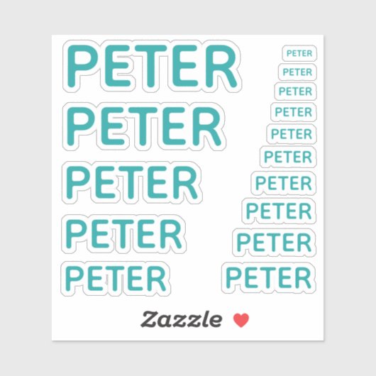 名前をカスタムするティール(緑がかった色)15サイズシンプル シール (シート)