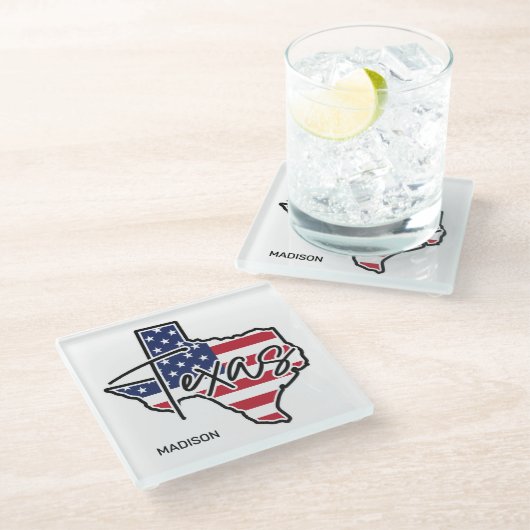 名前をカスタムするテキサス州 ガラスコースター (アングル)