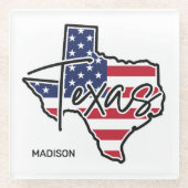 名前をカスタムするテキサス州 ガラスコースター (正面)