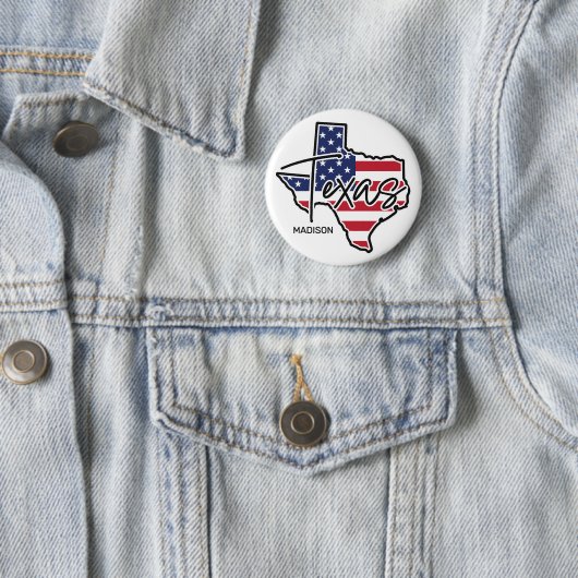 名前をカスタムするテキサス州 缶バッジ (インサイチュ)