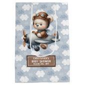 名前をカスタムするテディベアベビーシャワー抱き枕アイディア ミディアムペーパーバッグ (裏面)