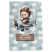 名前をカスタムするテディベアベビーシャワー抱き枕アイディア ミディアムペーパーバッグ (裏面)