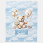 名前をカスタムするテディベア5歳の誕生日のための毛布 フリースブランケット (正面)