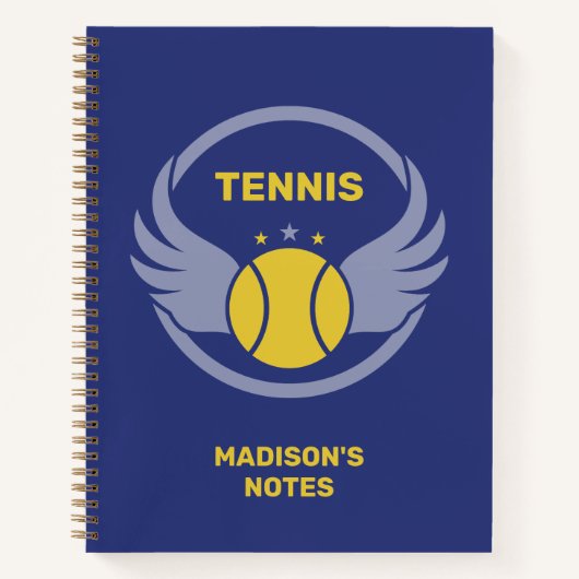名前をカスタムするテニスボール(翼あり) ノートブック (正面)