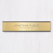 名前をカスタムするテンプレートエレガントブラック&金ゴールドロン サインプレート (正面)