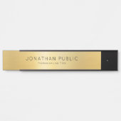 名前をカスタムするテンプレートエレガントブラック&金ゴールドロン サインプレート (正面)