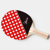 名前をカスタムするテンプレートスタイリッシュ水玉模様赤/黒 卓球ラケット (横)
