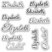 名前をカスタムするテンプレートブラックスクかわいらしリプト シール (正面)