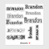 名前をカスタムするテンプレートブラック動揺してフォント シール (シート)