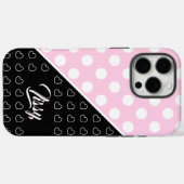 名前をカスタムするテンプレート印象的なピンクとブラック Case-Mate iPhoneケース (裏面 (横))