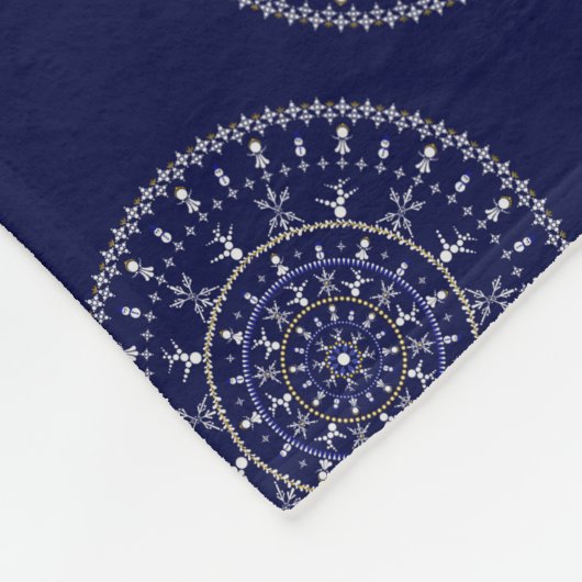 名前をカスタムするディティースウィンタースノーエンジェルス雪だるまドット フリースブランケット (角)