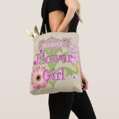 名前をカスタムするデイジーフラワーガール トートバッグ (クローズアップ)