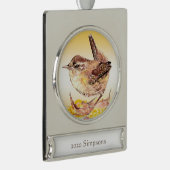 名前をカスタムするデイトウォーターカラーハウスウォレンバードアート シルバープレートバナーオーナメント (右)