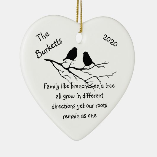 名前をカスタムするデイトクリスマスファミリー引用文 セラミックオーナメント (右)