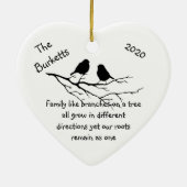 名前をカスタムするデイトクリスマスファミリー引用文 セラミックオーナメント (裏面)