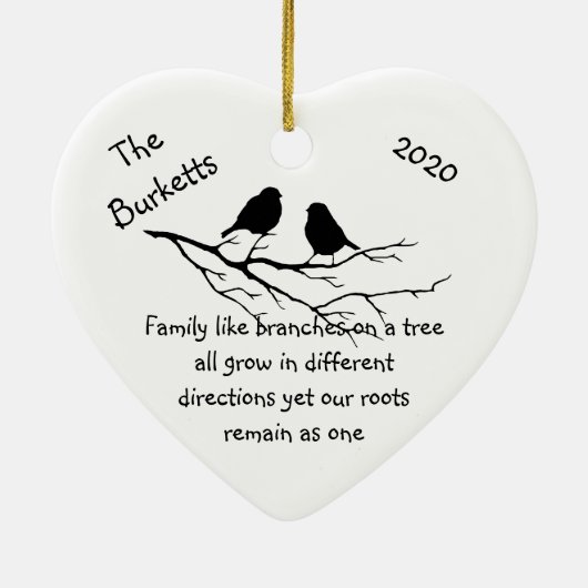 名前をカスタムするデイトクリスマスファミリー引用文 セラミックオーナメント (裏面)