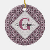名前をカスタムするデコデュスキーバラさくらんぼブロッサムダラ セラミックオーナメント (正面)