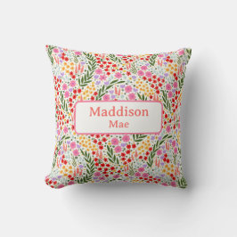 名前をカスタムするデコーカラフルルフローラ子供部屋アート クッション