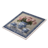 名前をカスタムするデルフトブルー花瓶 タイル (側面)