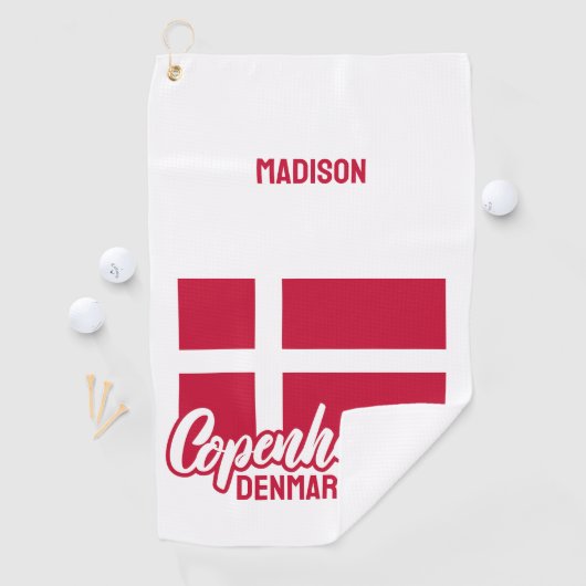 名前をカスタムするデンマーク国旗 ゴルフタオル (インサイチュ)