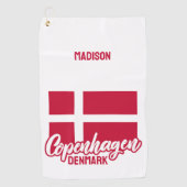 名前をカスタムするデンマーク国旗 ゴルフタオル (正面)