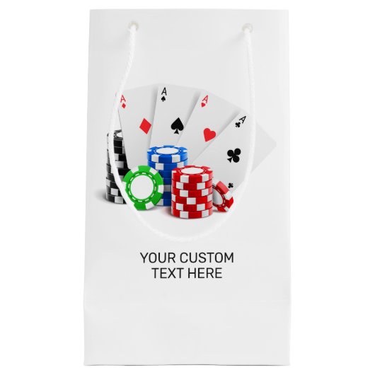 名前をカスタムするトランプのポーカー/カジノ スモールペーパーバッグ (正面)