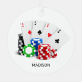 名前をカスタムするトランプのポーカー/カジノ メタルオーナメント (裏面)