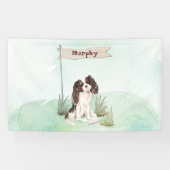 名前をカスタムするトリカラーキングチャールズスパニエル犬ペットド 横断幕 (横)