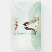 名前をカスタムするトリカラーキングチャールズスパニエル犬ペットド 横断幕 (縦)